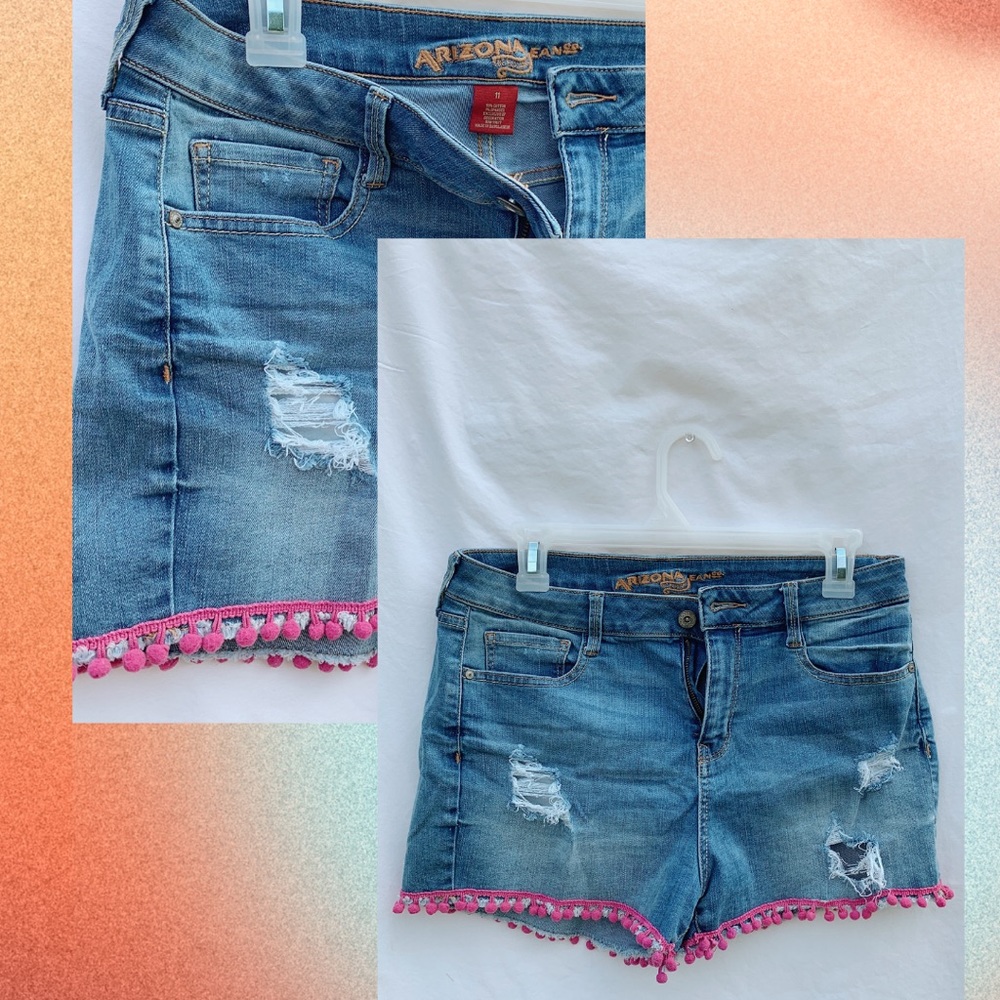 Pom Pom denim shorts